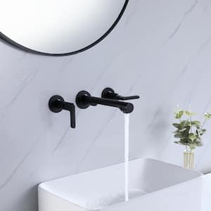 8 in. Widespread Double Handles Wall Mounted Bathroom Faucet in Matte Black