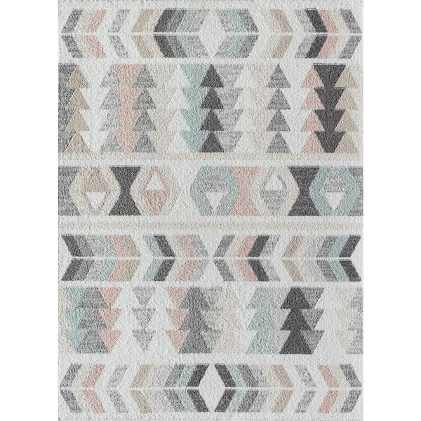 Rugs America Miko Mint Lime Gray Area Rug - 2 X 8