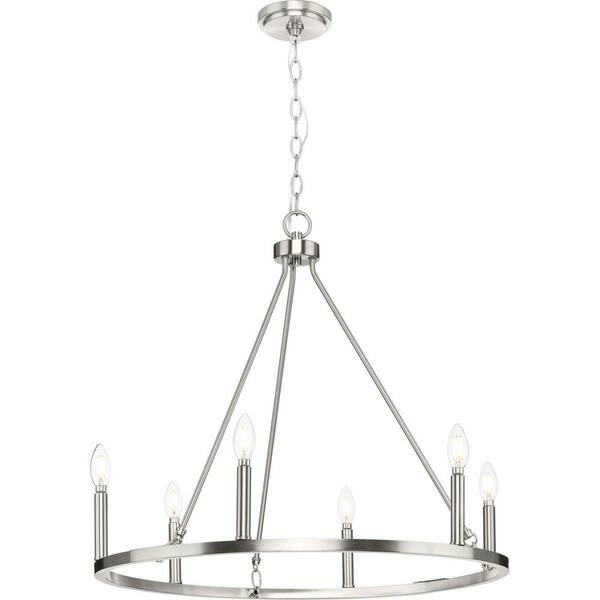 Progress Lighting Gilliam 27--5/8 in. 6-Light Brushed Nickel Chandelier