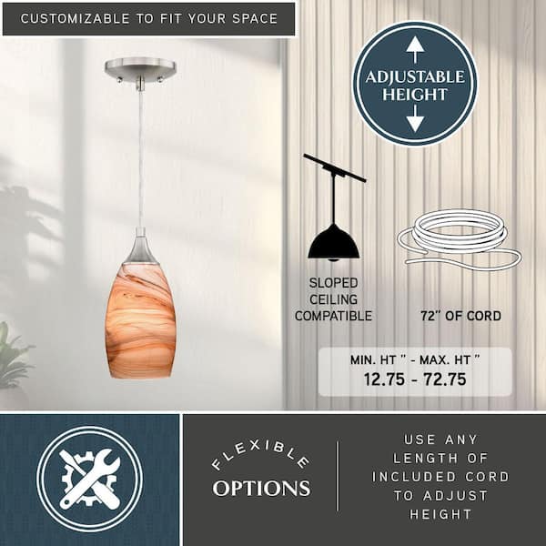 VAXCEL Milano 1-Light Satin Nickel Mini Pendant Ceiling Light