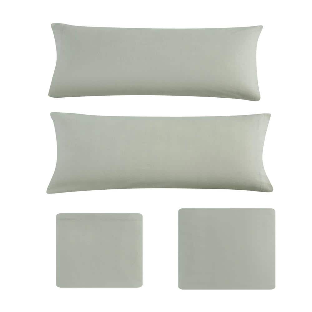 Green Cotton Flannel Full Sheet Set with Deep Pockets