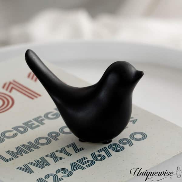 Black 4.5 in. x 4.5 in. Bird Ceramic Sculpture Medium Decorative Accent for Room Shelves 4.5 in. High and 4.5 in. Width