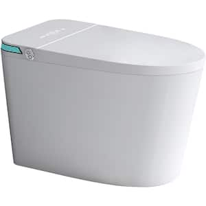 Elongated Bidet Toilet 1.28 GPF in White with Adjusted Temp Heated Bidet Seat, LED Display White