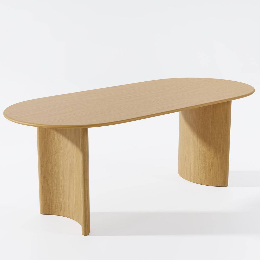 Dovelina Haiden Modern Oval Oak Wood Top Natural Wood Color 67 in