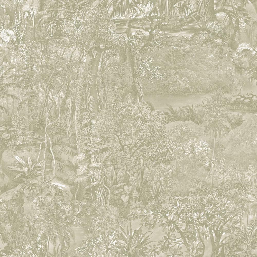 Moss Green Jungle Toile Vinyl Peel and Stick Wallpaper Roll (Covers 28 sq. 