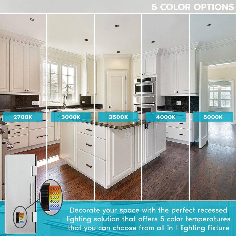 Black Adjustable LED Gimbal Canless Recessed Lighting Kit with Junction Box