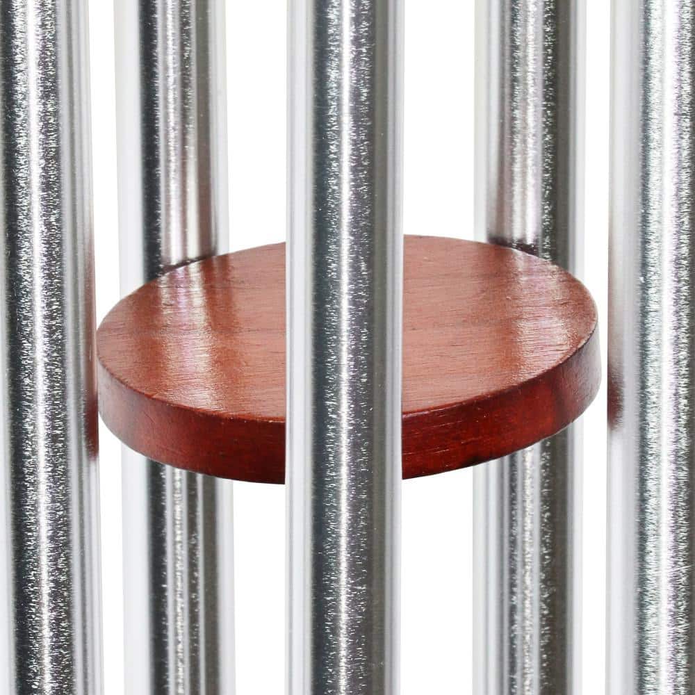 Light Blue Solar Pearlized Honeycomb Glass Wind Chime with Metal Finial