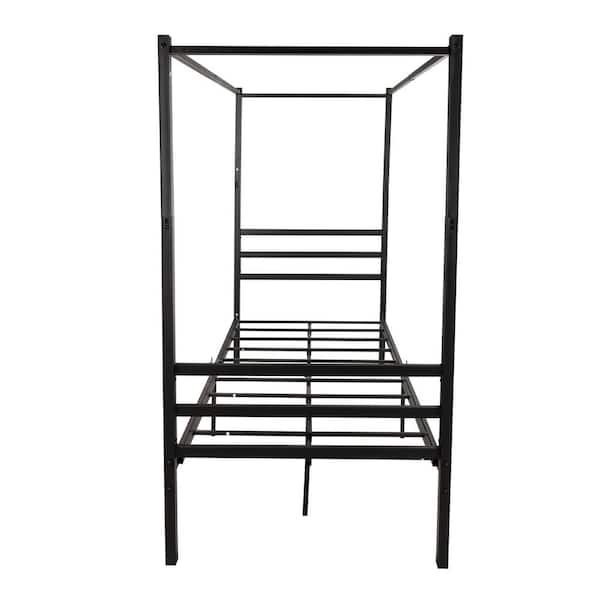 Ahokua 39.68 in. W Black Non-Upholstered Metal Frame Twin Canopy Bed