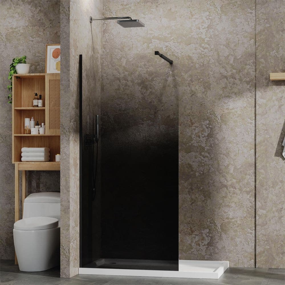 34 in. W x 72 in. H Walk-in Fixed Frameless Shower Door 1/4 in. Black Gradient Tempered Glass Shower Door price history on PriceWatchPro