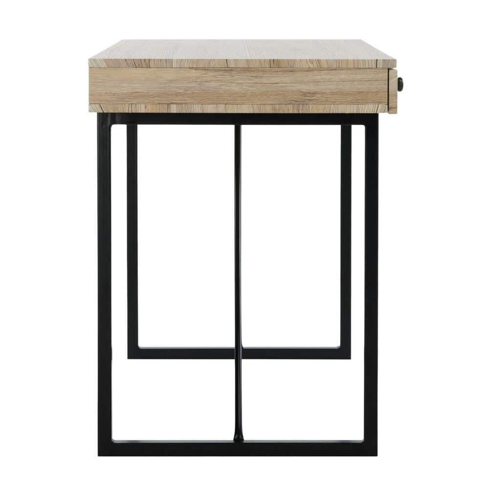Transitional Black and Oak 3-Drawer Home Office Desk