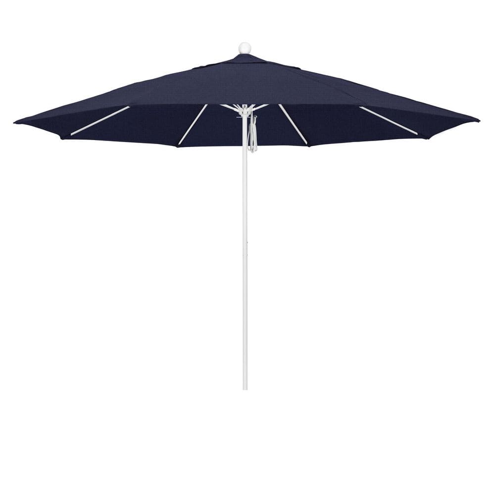 11 ft. Matted White Aluminum Market Patio Umbrella with Fiberglass Ribs Pulley Lift in Navy Blue Olefin price history on PriceWatchPro