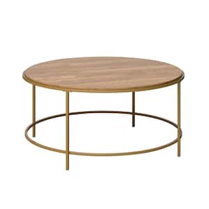 International Lux 36 in. Satin Gold Round Composite Top Coffee Table