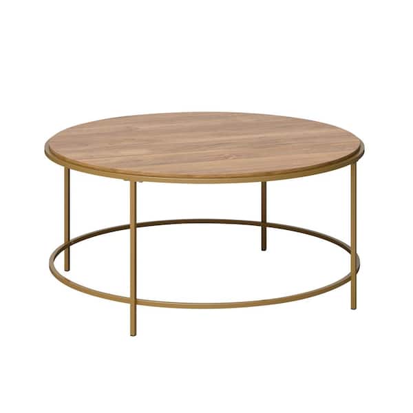 SAUDER International Lux 36 in. Satin Gold Round Composite Top Coffee Table