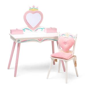 Princess Vanity Table and Chair Set in White