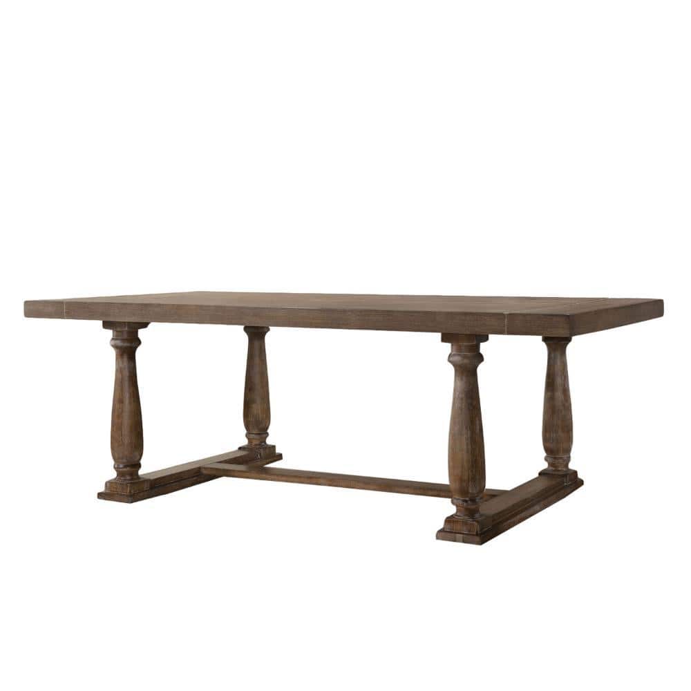 Elegant Oak Brown Rectangular Wooden Dining Table for Six