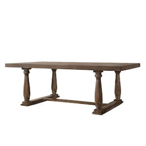 84 in. Brown Wood Top Pedestal Dining Table (Seat of 6)