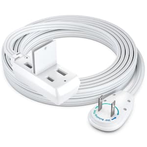 10 ft. 16/3 Light Duty Indoor Extension Cord 360° Rotating Flat Plug 2-Side 2-Prong Flat Wire with Cover, White