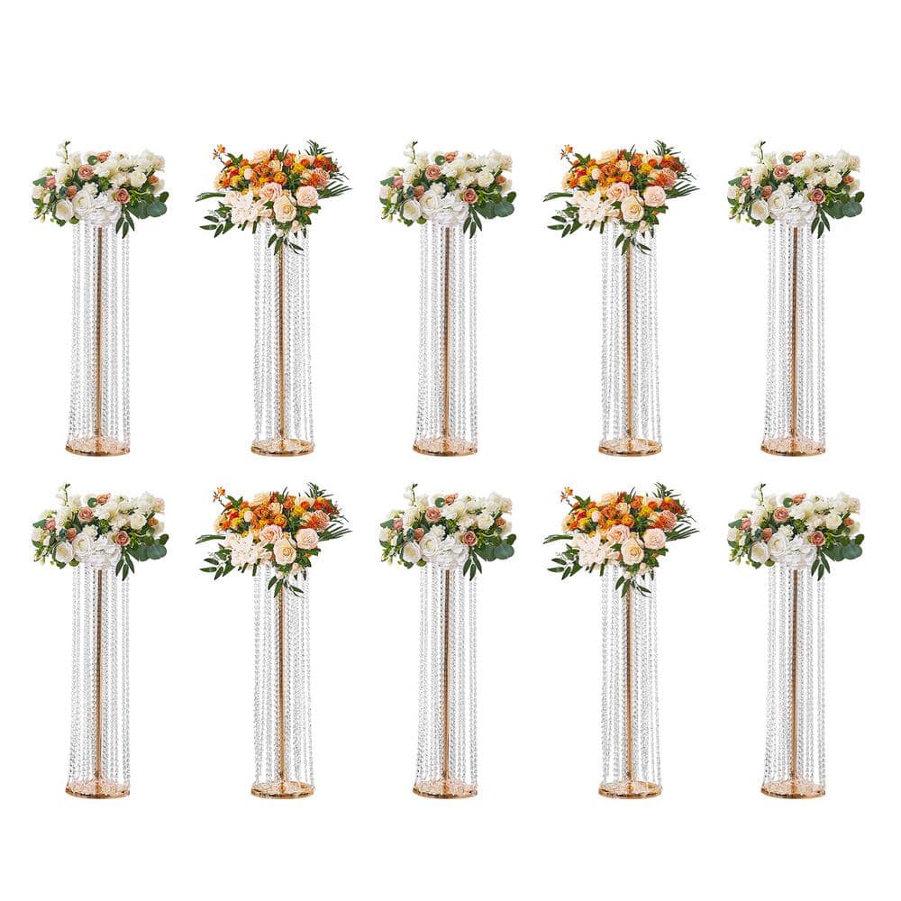 Luxurious French Gold Crystal Wedding Flower Stand Set