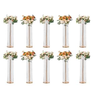10 PCS 35.43 in./90 cm Tall Crystal Wedding Flowers Stand Luxurious Centerpieces Flower Vases Crystal Gold Vase Metal