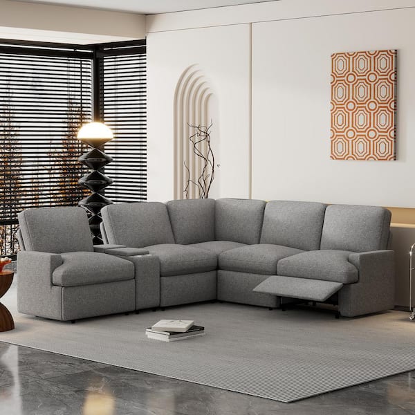 Reclining sectional with cup holders sale