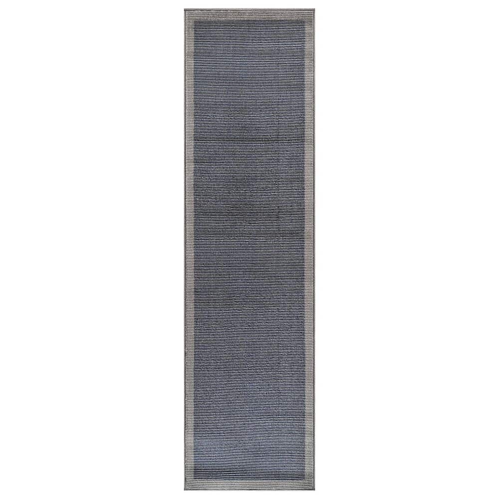 Modern Geometric Stripe Bordered Runner Rug for Living Room, Bedroom, or Entryway 2 ft. x 12 ft. Navy price history on PriceWatchPro
