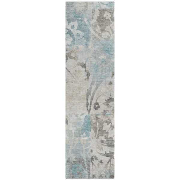 Chantille Machine Washable Indoor/Outdoor Abstract ACN2915 Teal 2 ft. x 7 ft. Runner Rug
