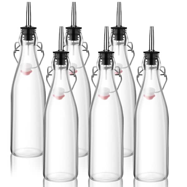 6-Pack 17 oz Swing Top Glass Bottles with Airtight Stoppers and Stainless Steel Pourers for Brewing Set