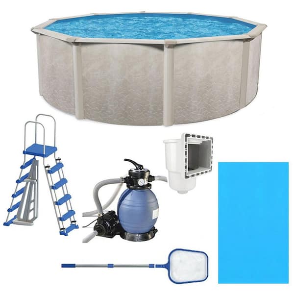 Unbranded 18 ft. x 52 in. Above Ground Swimming Pool with Pump, Ladder & Hardware, Round
