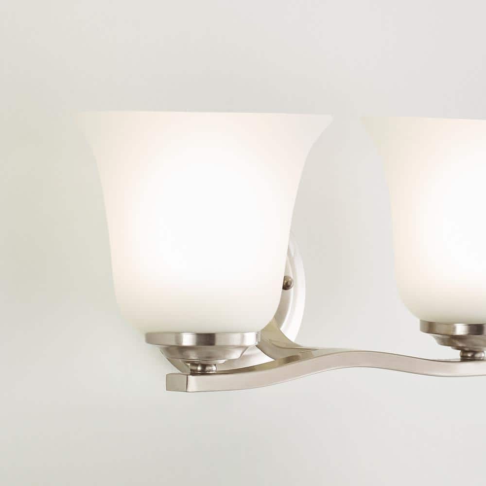 Brushed Nickel 2-Light Wall Sconce with Satin Etched Glass