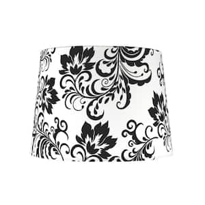 14 in. x 10 in. Off White and Black Floral Design Hardback Empire Lamp Shade
