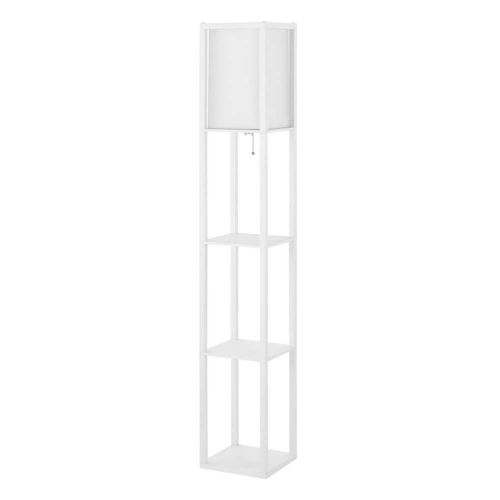 WINGBO 63 in. White Indoor Floor Lamp with White Fabric Shade WBFL-JH06 ...