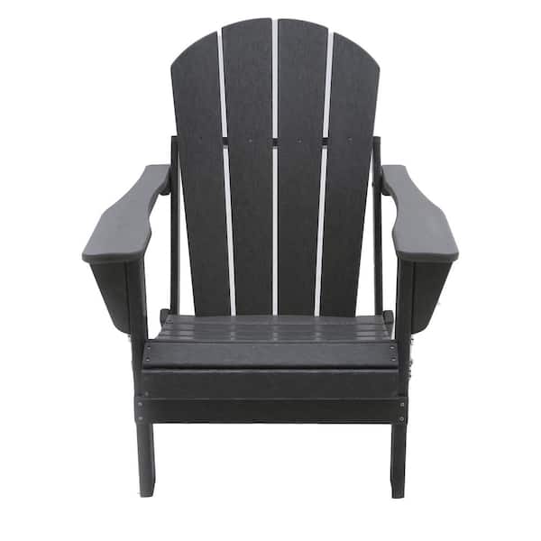 Unbranded Gray All Weather Folding Plastic Adirondack Chair