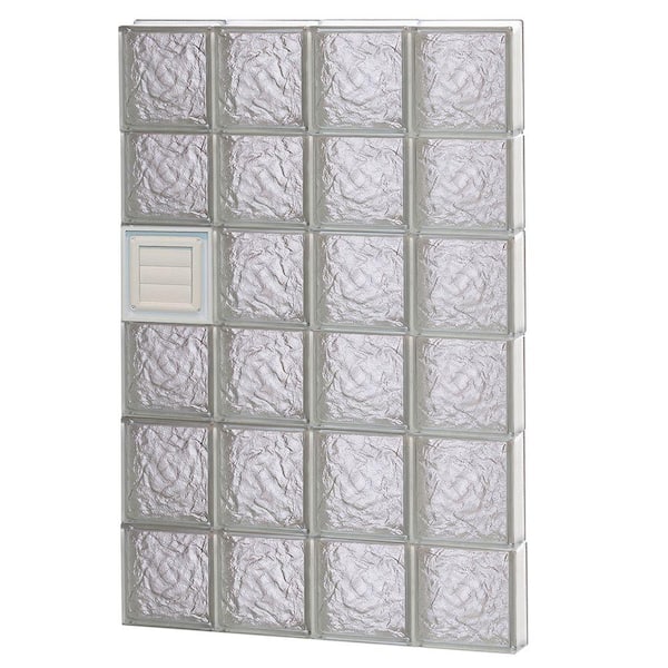 Clearly Secure 31 in. x 46.5 in. x 3.125 in. Frameless Ice Pattern Glass Block Window with Dryer Vent