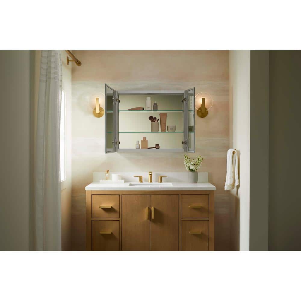 Embark 30" x 26" Anodized Aluminum Medicine Cabinet with Mirrored Doors