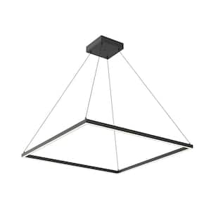 Piazza 36 in. 1-Light 78-Watt Black Integrated LED Pendant Light