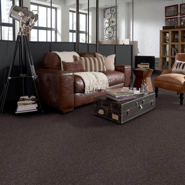 Brave Soul II - Black Satin - 44 oz. Polyester Texture Installed Carpet