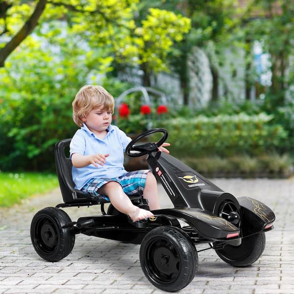 HONEY JOY 7 in. Boys' Black Go Kart Ride-On Pedal Car with Clutch and Hand  Brake TOPB001452 - The Home Depot