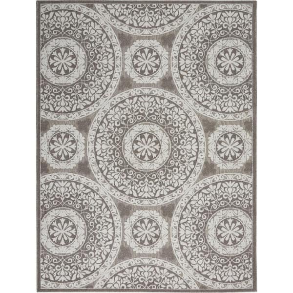 Hampton Bay Calobra Taupe 2 ft. x 10 ft. Kitchen Runner Geometric Contemporary Indoor/Outdoor Patio Area Rug