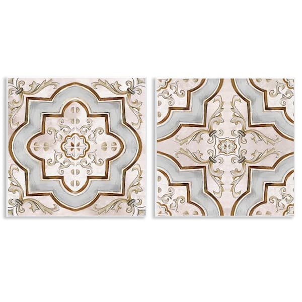 Moroccan Tile in Neutrals by Irena Orlov 2-Pieces Unframed Abstract Graphic Art Print 12 in. x 12 in.
