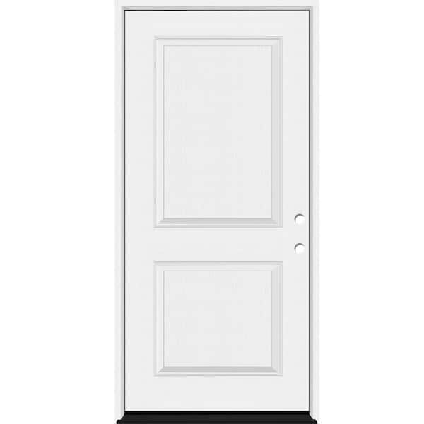 Legacy 36 in. x 80 in. 2P Squaretop Shaker LHIS Unfinished White Fiberglass Prehung Front Door with 6-9/16 Jamb