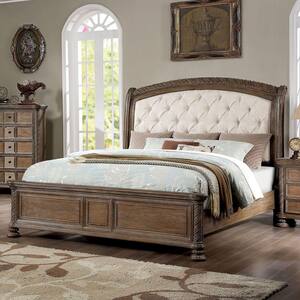 Nevva Brown California King Panel Bed with Padded Headboard