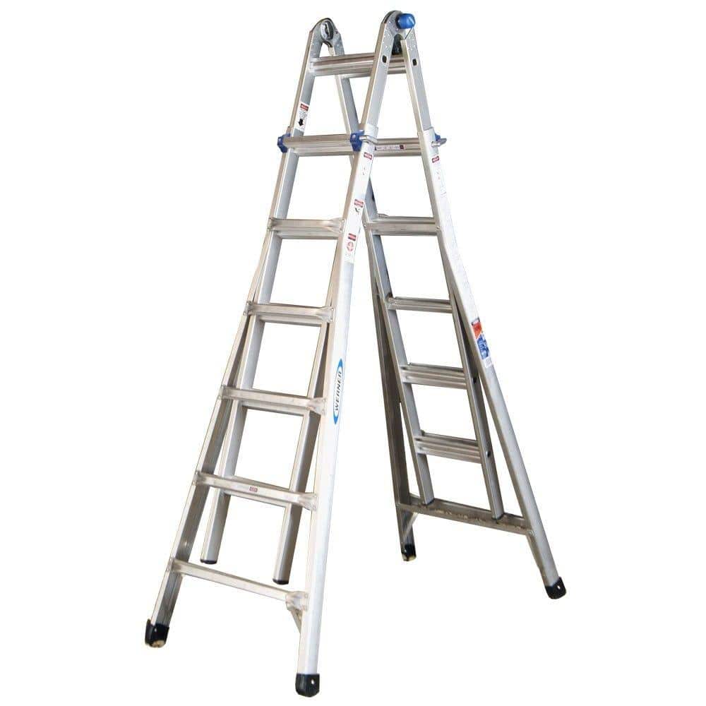 Werner 26 ft. Reach Aluminum Telescoping Multi-Position Ladder with 300 lbs. Load Capacity Type IA Duty Rating -  MT-26