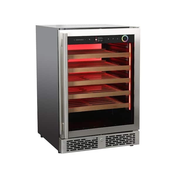 24 in. W Single Zone 41-Wine Bottle Beverage and Wine Cooler in Stainless Steel