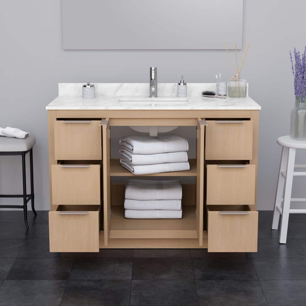 Maroni 42'' Light Straw Bathroom Vanity with Marble Top