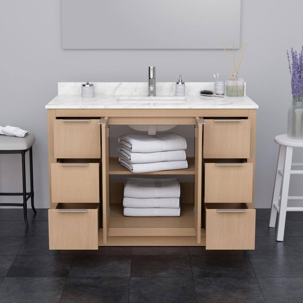 Maroni 42" Light Straw Bathroom Vanity with White Carrara Marble Countertop