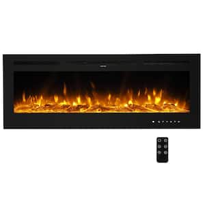60 in. Wall-Mount 9-Color Flames Electric Fireplace with Remote Control in Black