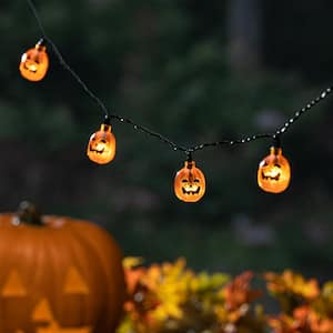 Acrylic Pumpkin 5 ft. White Constant LED Pumpkin Solar Halloween String Lights