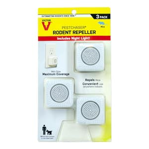 PestChaser Mini Electronic Rodent Repeller with Nightlight (3-Pack) - Repels Mice and Rats