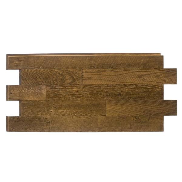 Unbranded Superior Faux Barnwood 1-1/4 in. x 23 in. x 52-1/4 in. Custom Walnut Polyurethane Interlocking Panel