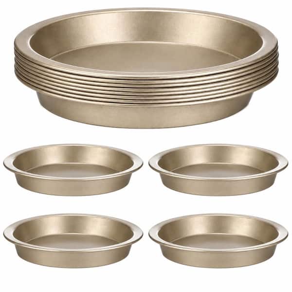 8 Piece 6 Inch Round Carbon Steel Nonstick Pie Pans Golden Small Baking Plates for Oven and Air Fryer